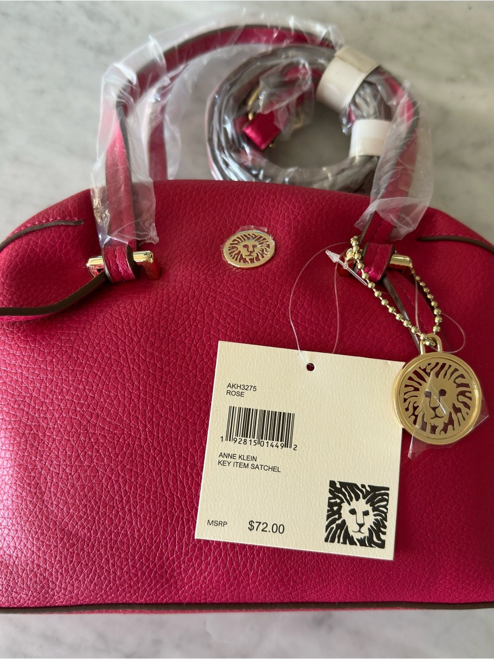 NWT Anne Klein Rose Pink Crossbody Purse Logo Barbiecore Bold Pink Pop Classic